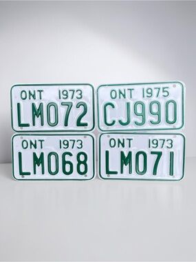 Vintage Authentic Ontario snowmobile License Plates Lot  (1973-1975)